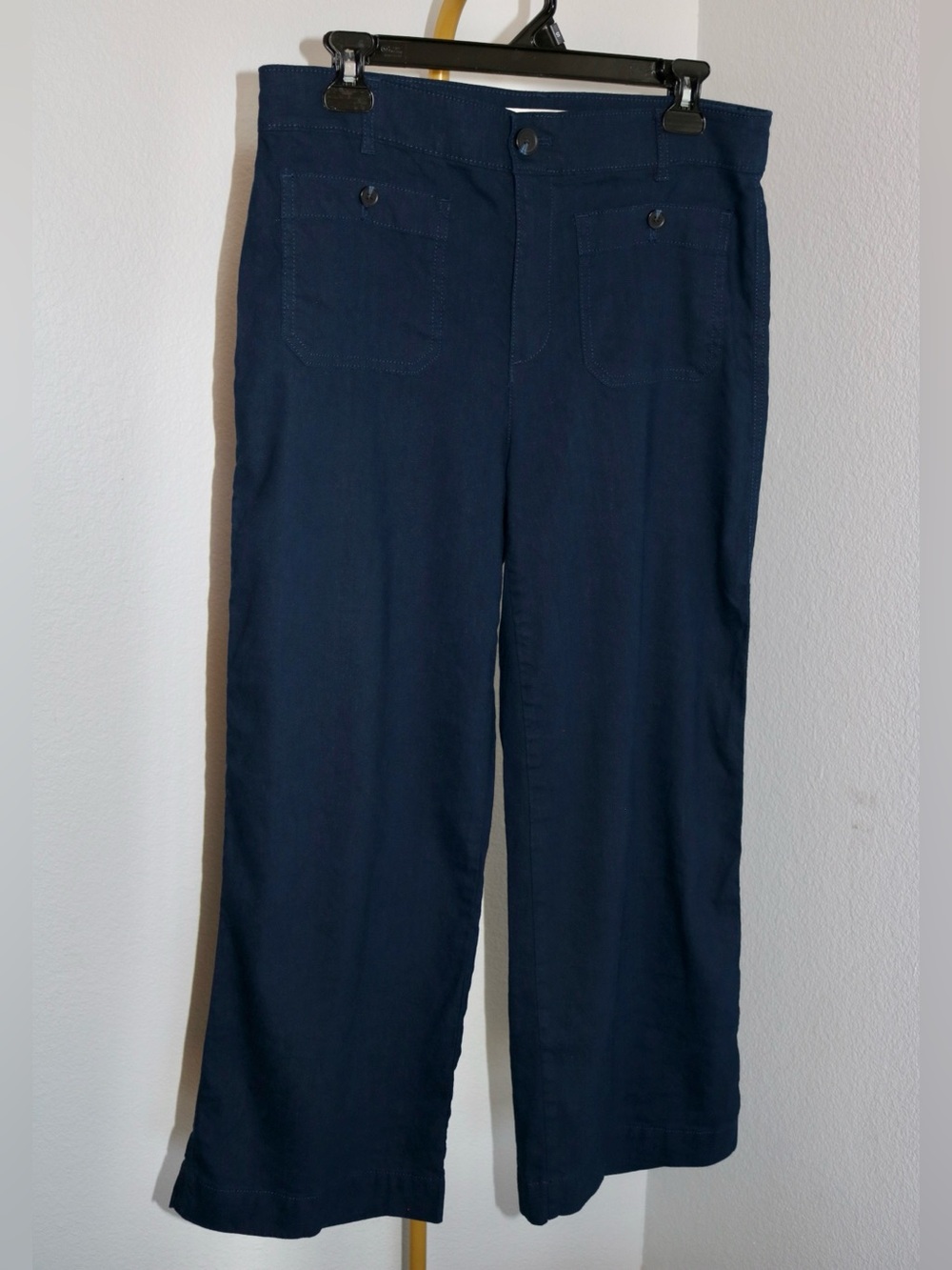 LOFT Palmer Wide Leg Crop Pants Navy Blue Size 8 Cropped Trousers Workwear